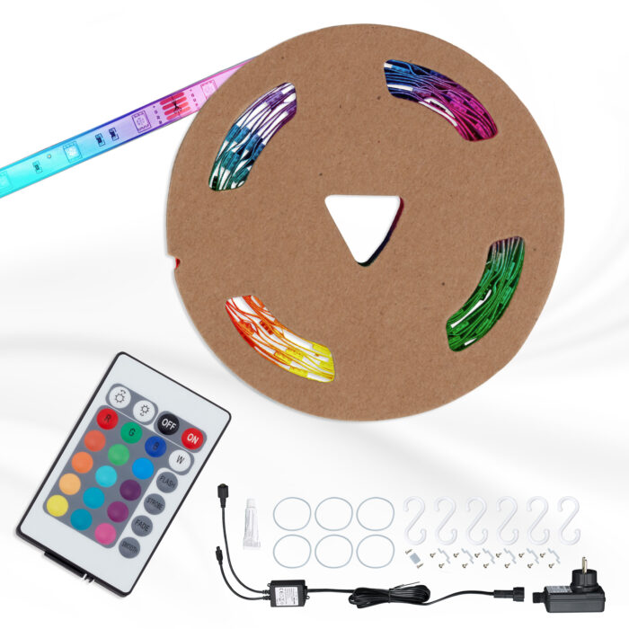 Briloner RGB LED strip 3 meter med remote IP44