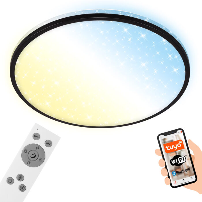 Briloner LED loftlampe APP/WIFI m. remote sort ø 33 cm