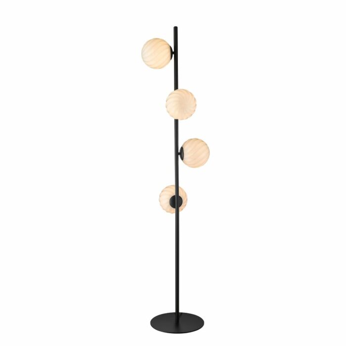 Halo Design Twist 4 Gulvlampe Opal/Black – Skandinavisk elegance til hjemmet