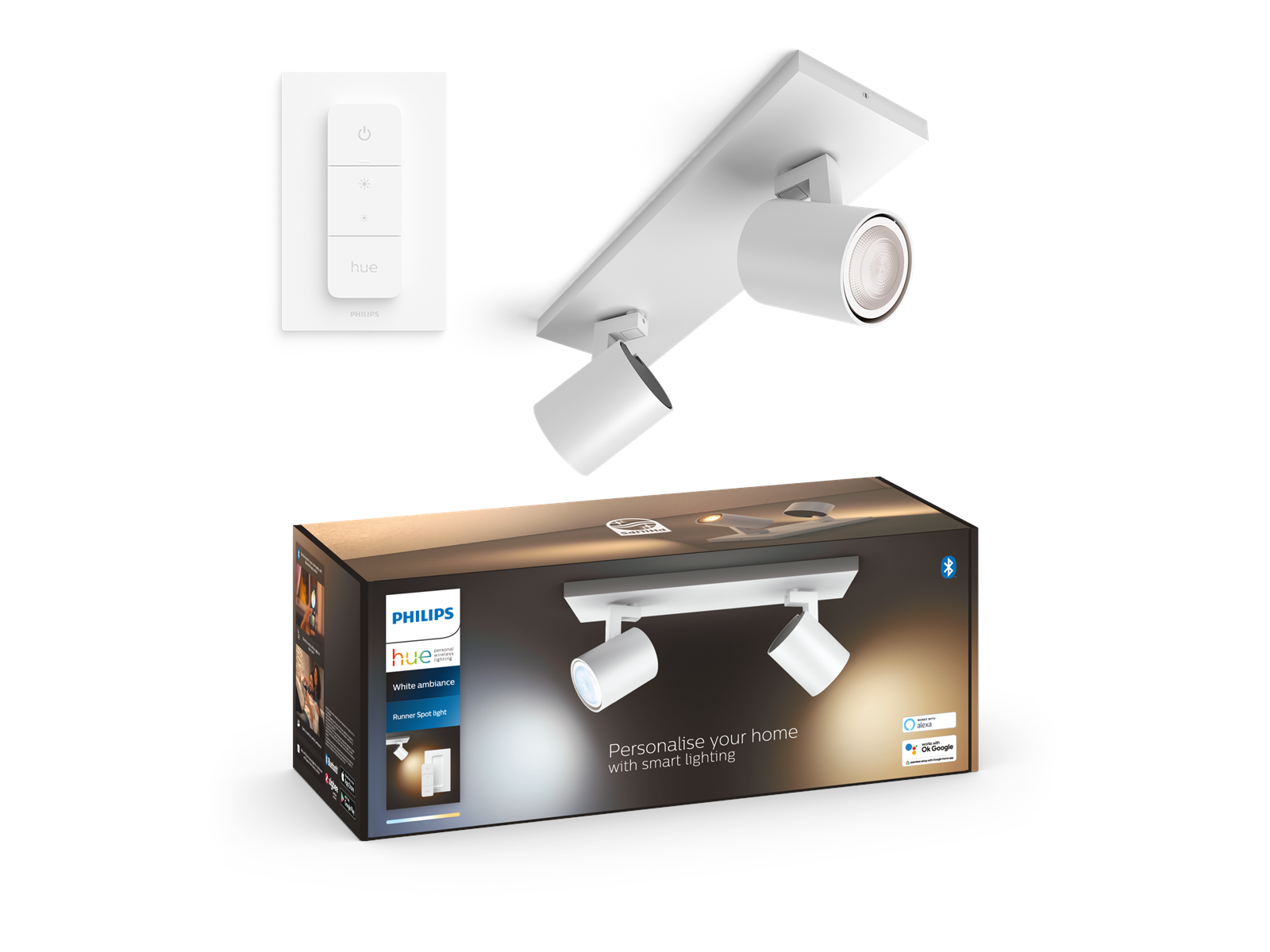 Philips Hue Runner Dobbelt Spot Hvid Med Dimmer Switch Massive Stock