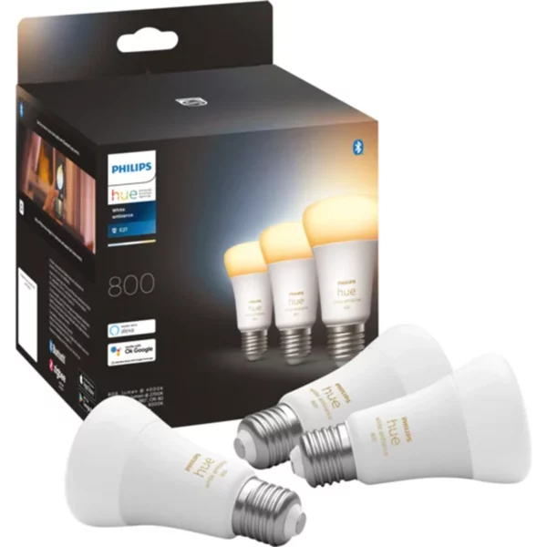 Philips Hue E27 BT White Ambiance 800 lm pære 3-pak