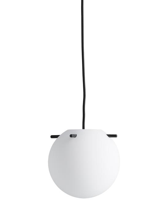 Frandsen Koi Pendant opalhvid glas pendel Ø19 cm med sorte stænger