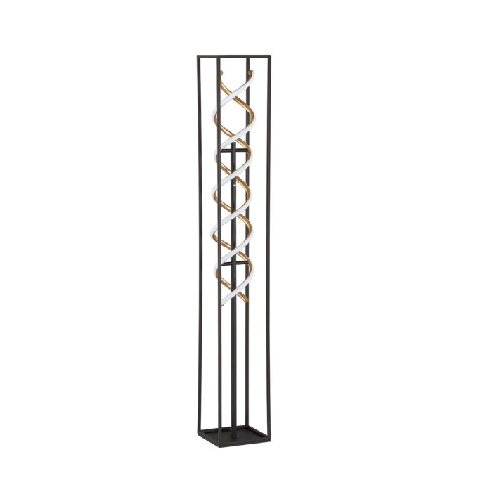 Fischer & Honsel Gian gulvlampe i sort metal med bladguld – 135 cm LED gulvlampe med trinløs dæmpning
