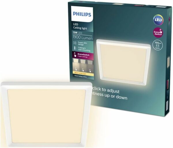 Philips LED SceneSwitch Slim Loftlampe 40x40 Cm Varmt Hvidt Lys Dæmpbar Hvid