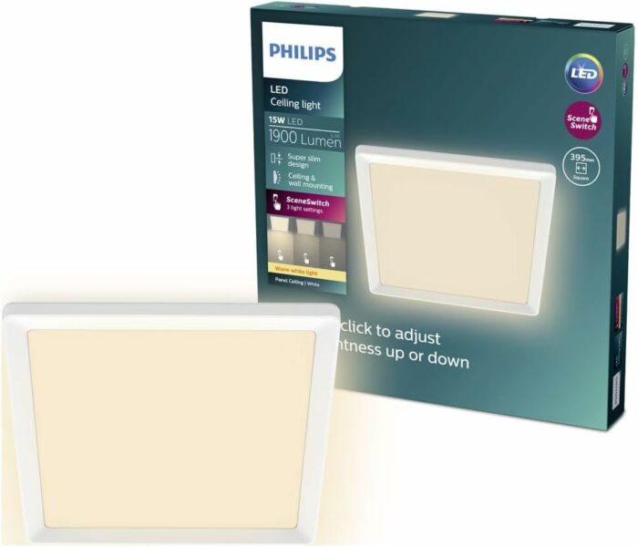 Philips LED SceneSwitch Slim Loftlampe 40x40 Cm Varmt Hvidt Lys Dæmpbar Hvid