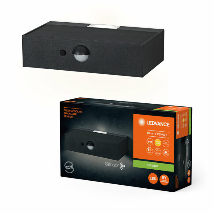 Ledvance Endura LED Solcellelampe Væglampe Sort, Sensor IP65