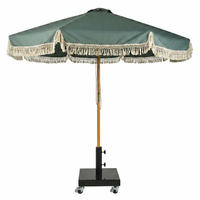 Casa parasol i træ Ø300 cm kaki - haveparasol med naturligt look og solid konstruktion