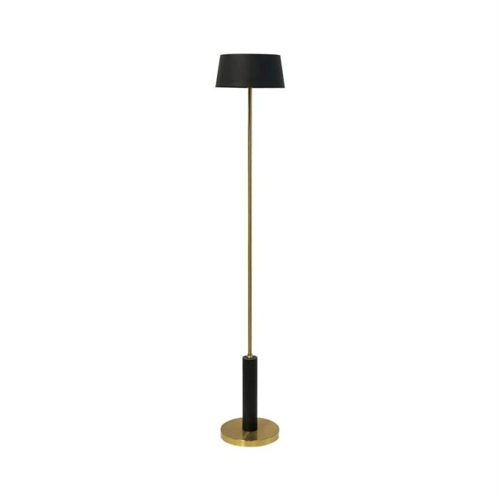Dyberg Larsen Yoyo LED genopladelig gulvlampe i sort og messing – dæmpbar designerlampe med USB-C opladning
