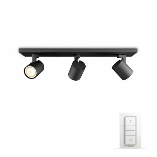 Philips Hue Runner 3-Spot - Sort - med Dimmer Switch