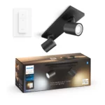 Philips Hue Runner Dobbelt Spot - Sort - med Dimmer Switch