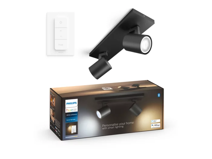 Philips Hue Runner Dobbelt Spot - Sort - med Dimmer Switch