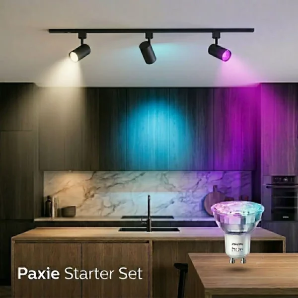 Philips Zilo skinnespotlight startsæt – sort 3 x 4,7W LED med Philips Hue smart styring